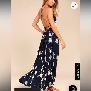 Elegant Navy Floral Maxi Dress